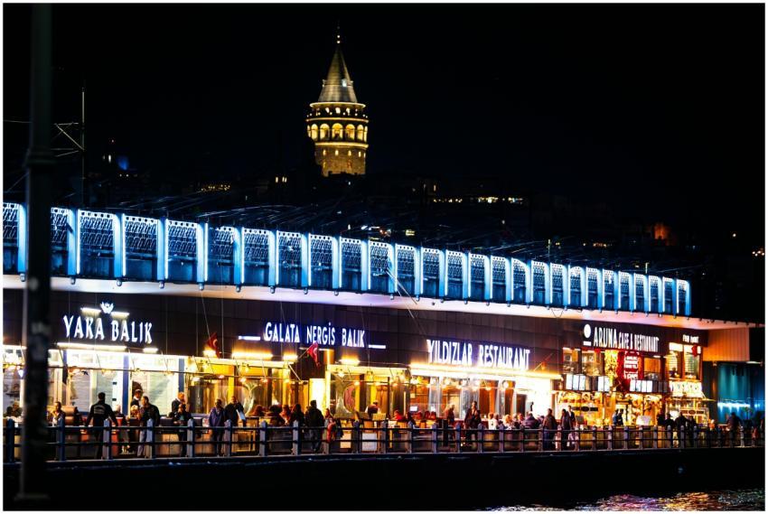 Bustling Galata Bridge Tower