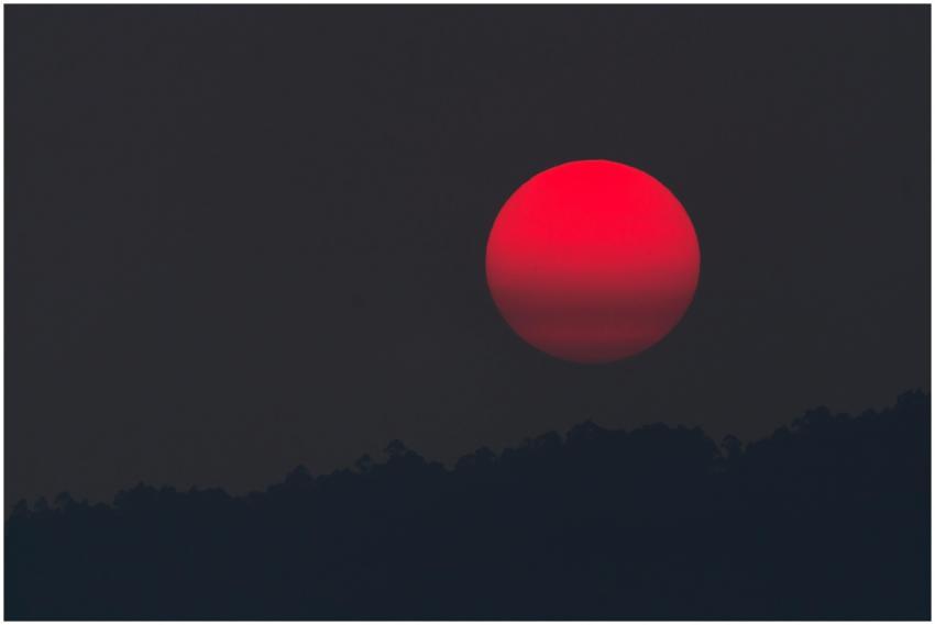A captivating blood moon rising over a silhouette