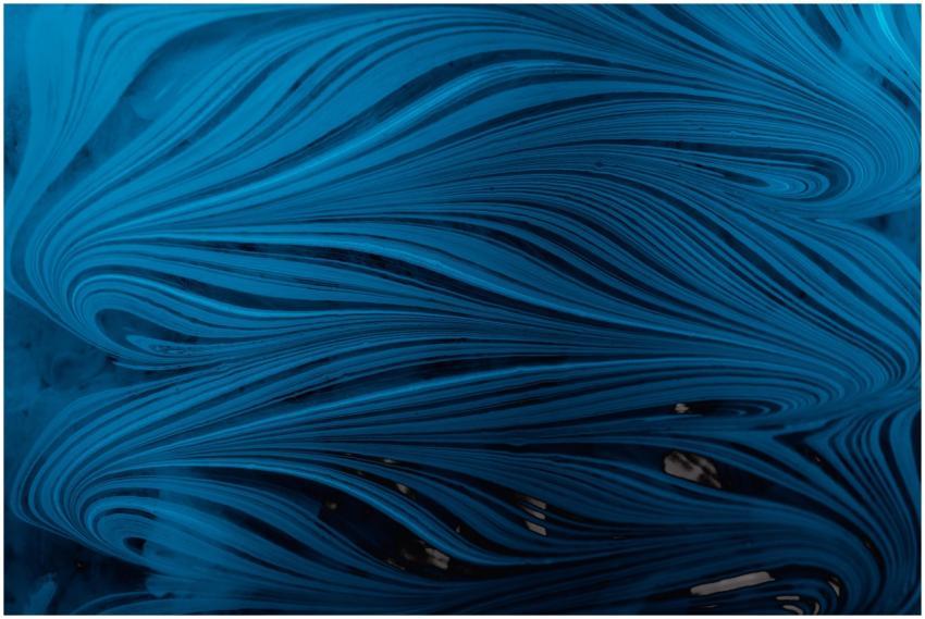 Vibrant blue abstract artwork with flowing wave-li