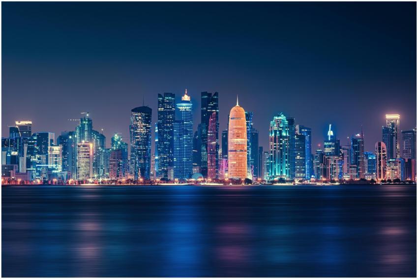Captivating night view of Doha's illuminated skyli