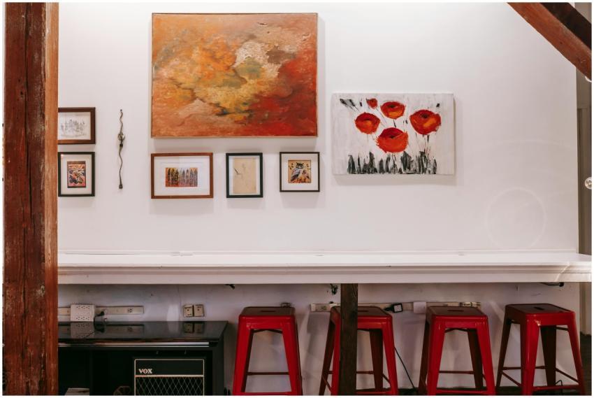 Interior of contemporary apartment with white long