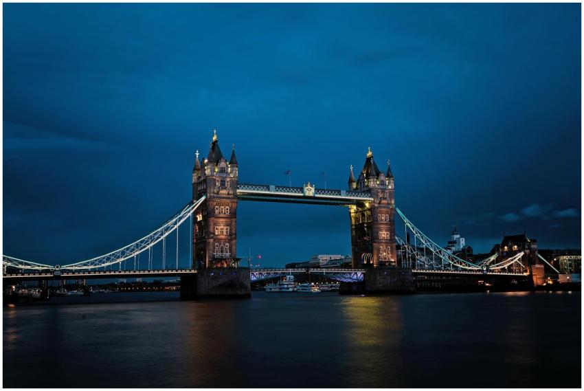 A stunning view of the illuminated Tower Bridge in