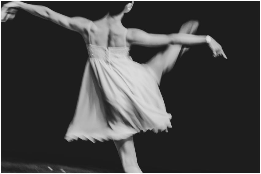 Black and white photo of a ballet dancer captured