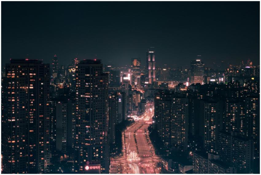 Captivating urban cityscape showcasing illuminated