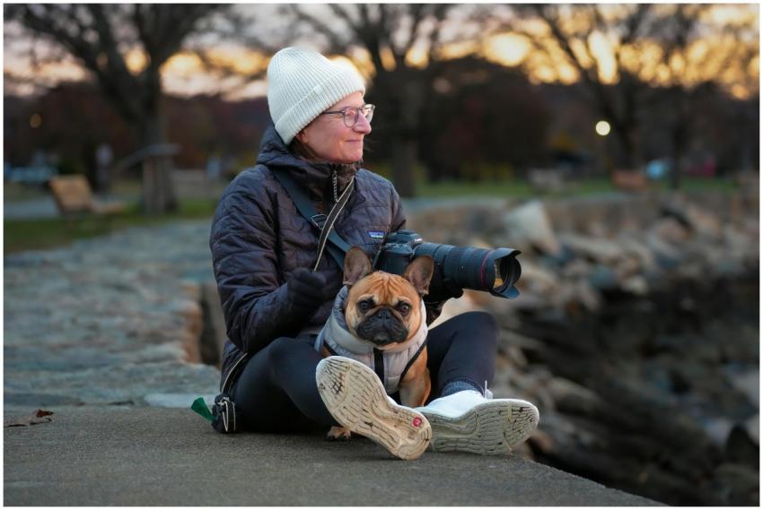 Woman Relaxing French Bulldog