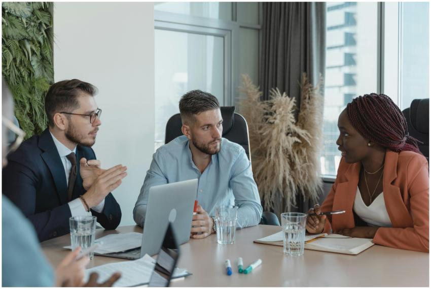 A group of professionals engaging in a collaborati