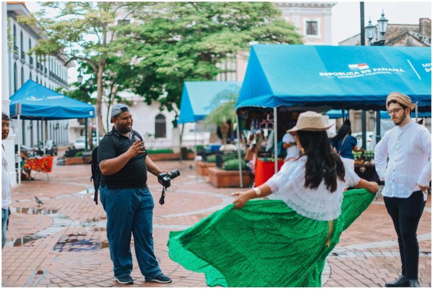 Group of people enjoying a street performance in a