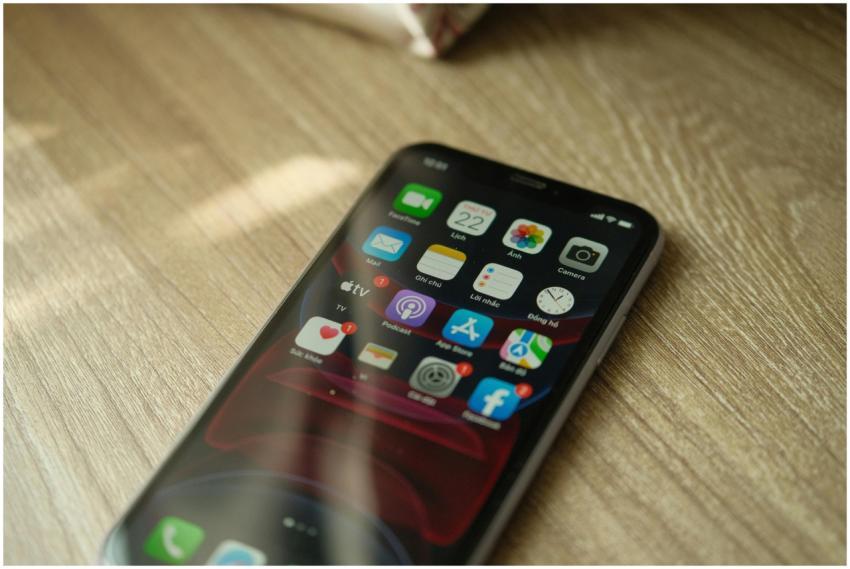 A close-up view of a smartphone displaying various