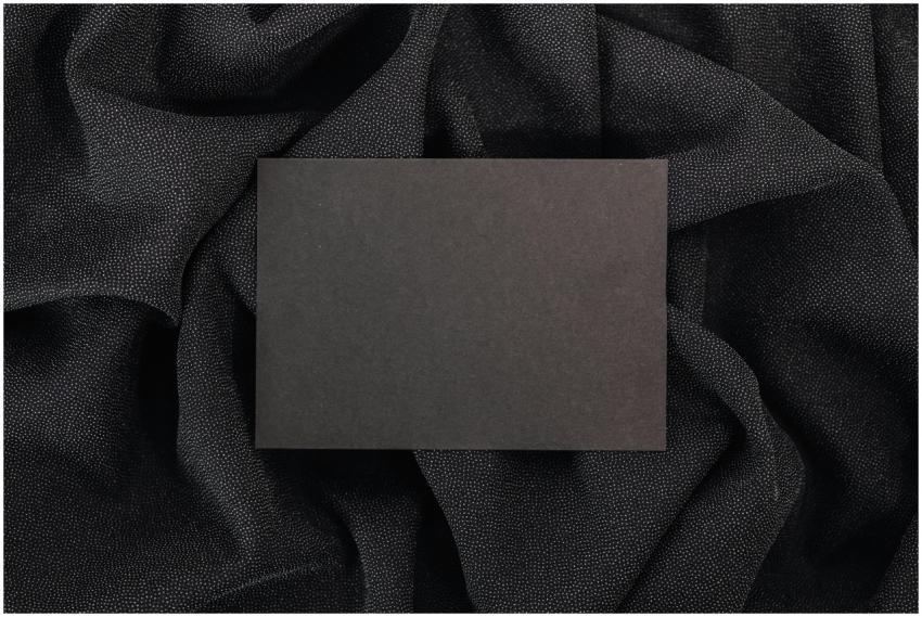A black card placed on luxurious black textured fa