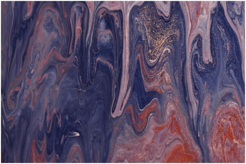 Dynamic abstract painting with swirling colors and