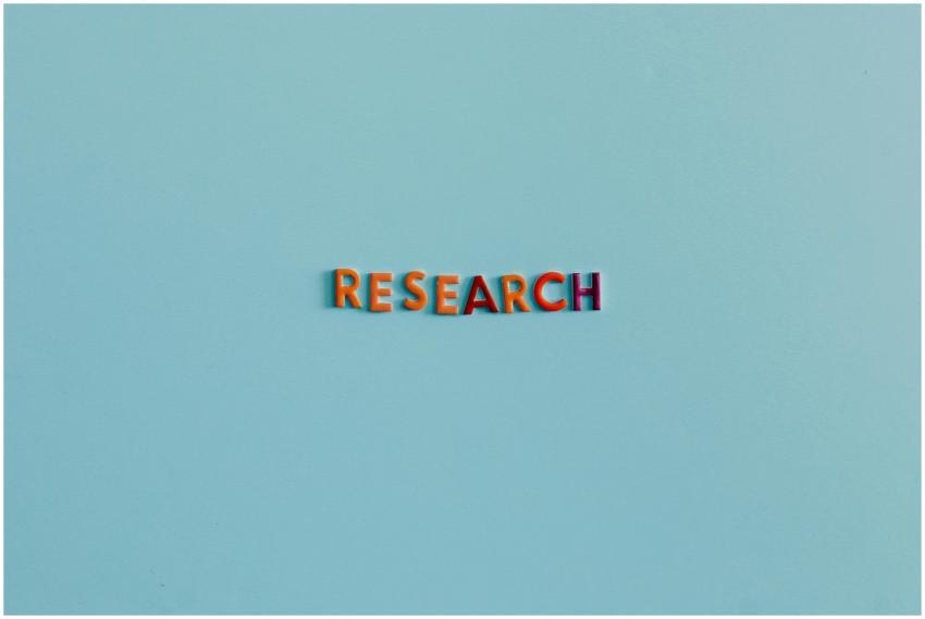 Colorful uppercase letters spelling 'RESEARCH' on