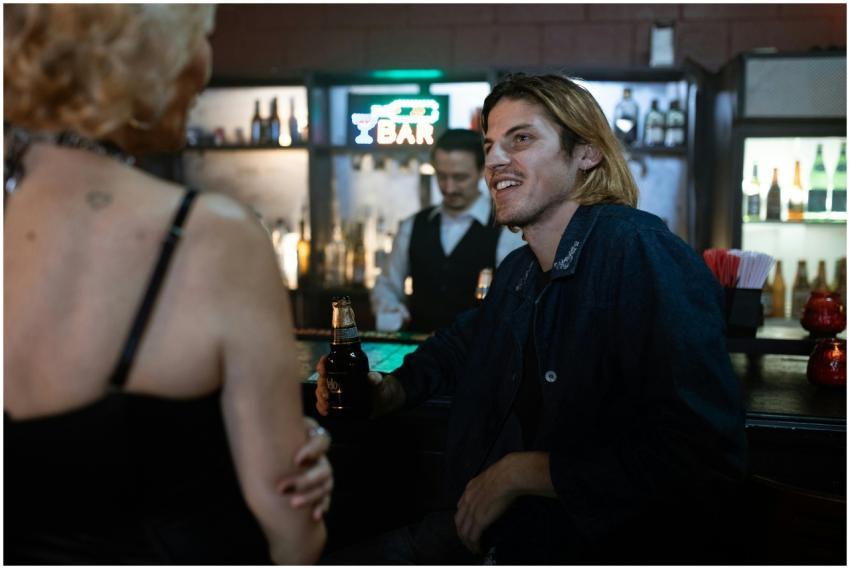 People enjoying a relaxed evening at a local bar w