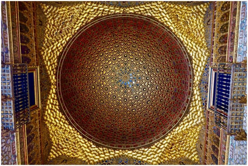 A stunning view of an ornate and intricate golden