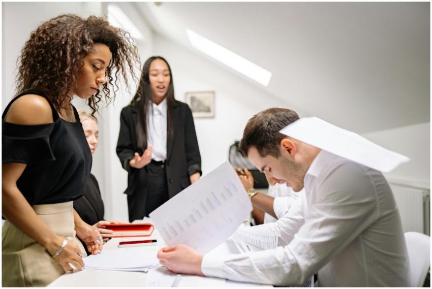 A diverse group of business professionals engaged