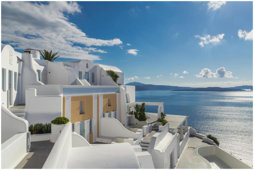 Breathtaking view of Santorini's iconic white arch