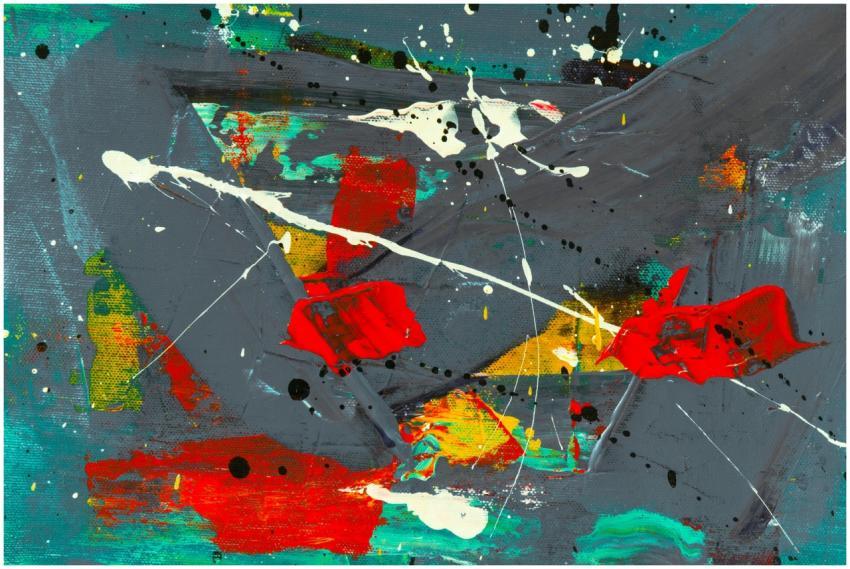 Vibrant abstract painting showcasing dynamic splas