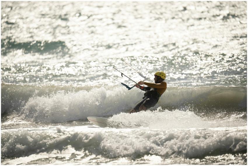 Thrilling kiteboarding scene with an athlete navig