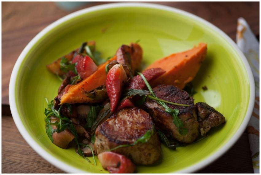 Delicious gourmet dish featuring roasted meat and