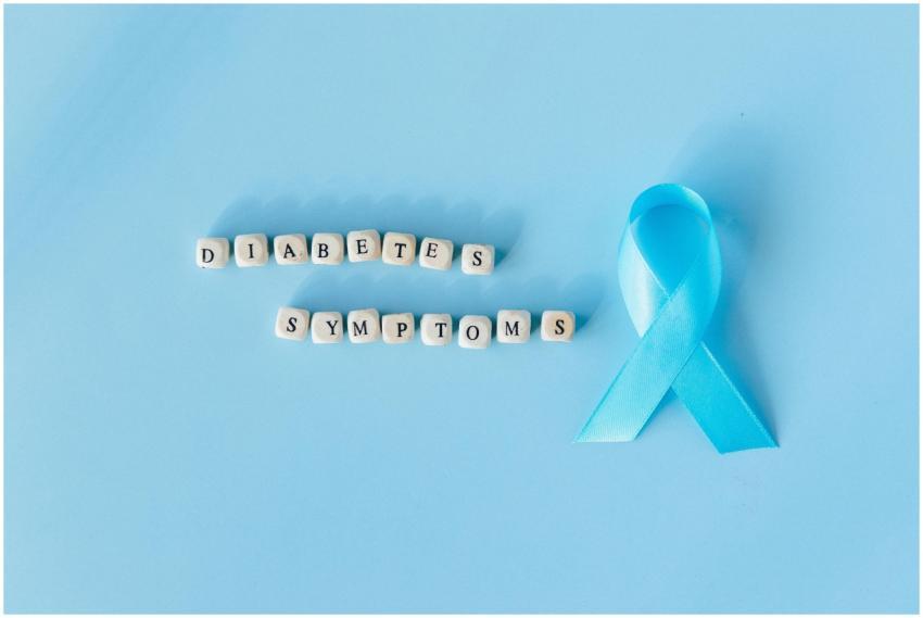 Conceptual image emphasizing diabetes symptoms wit