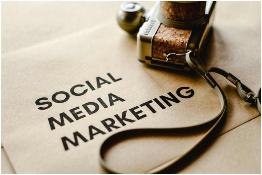 Close-up of a camera placed on brown paper with 'S