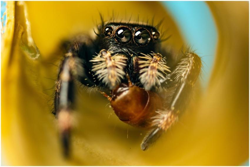 Detailed close-up of a jumping spider captured in