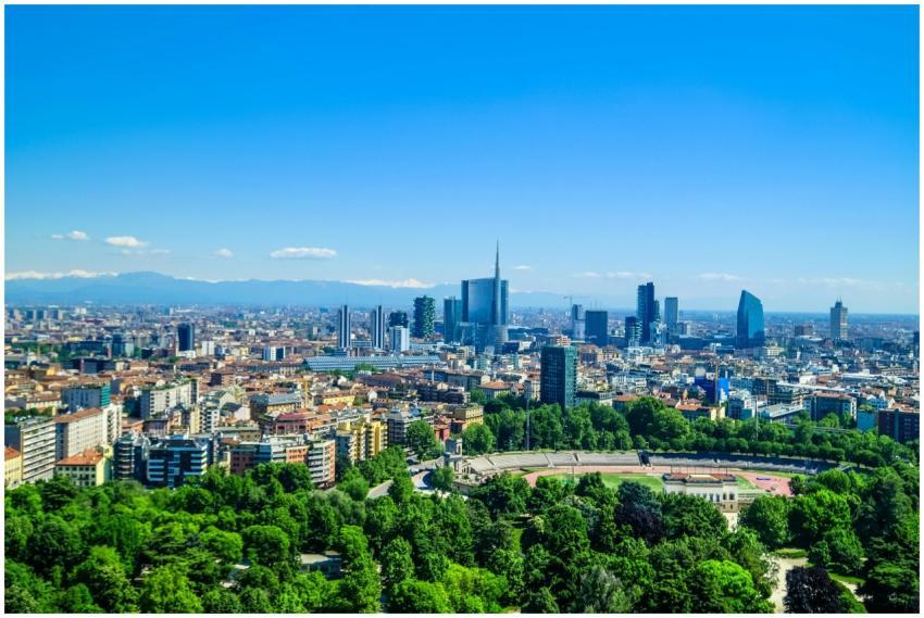 Panoramic view of Milan's skyline featuring modern