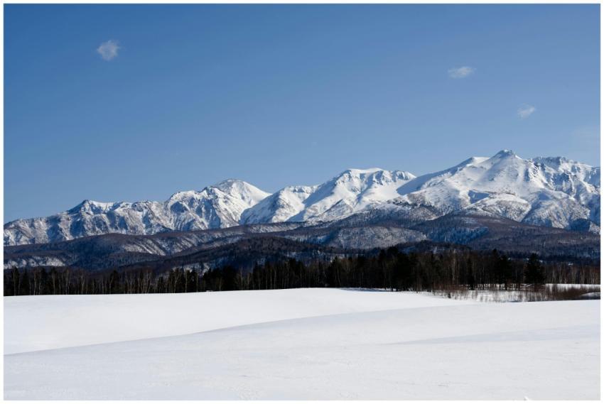 Breathtaking view of snow-capped mountains in Hokk