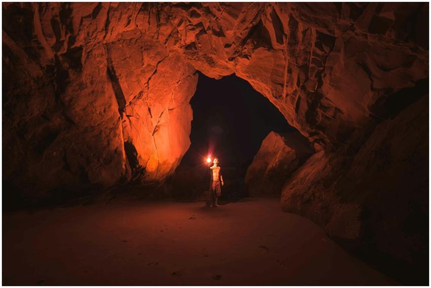 A lone adventurer illuminates a vast Californian c