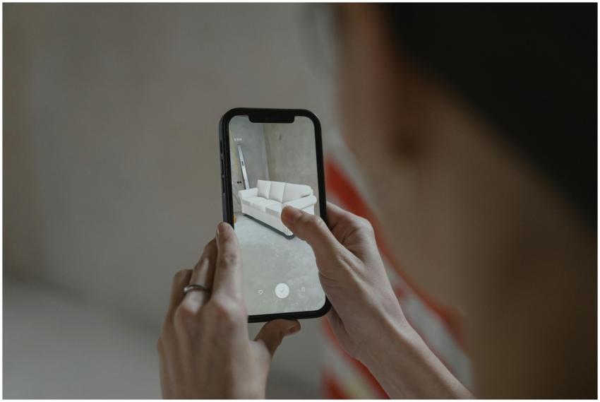 Person using augmented reality on smartphone to vi