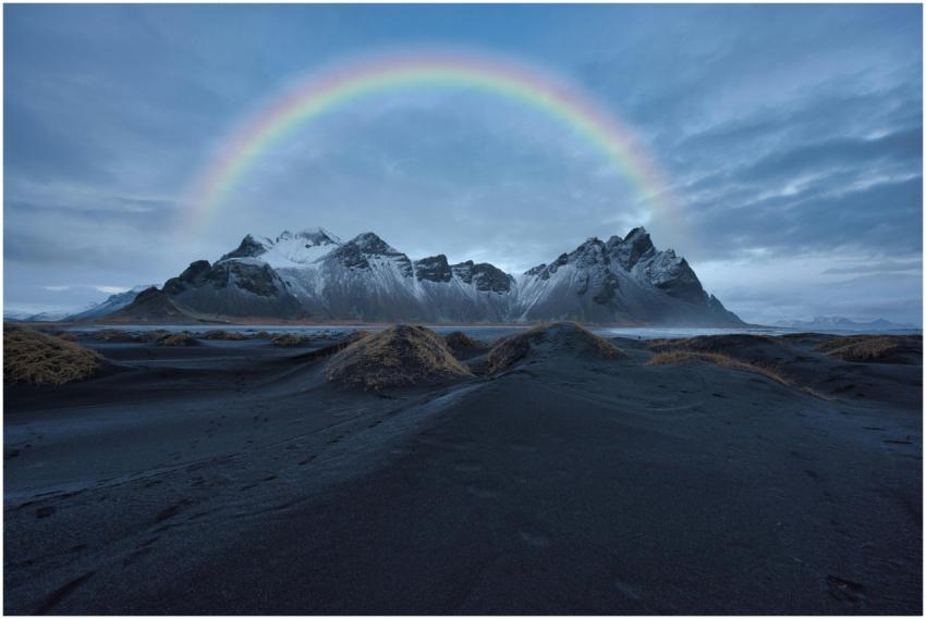 Stunning view of Vestrahorn mountain with a vibran