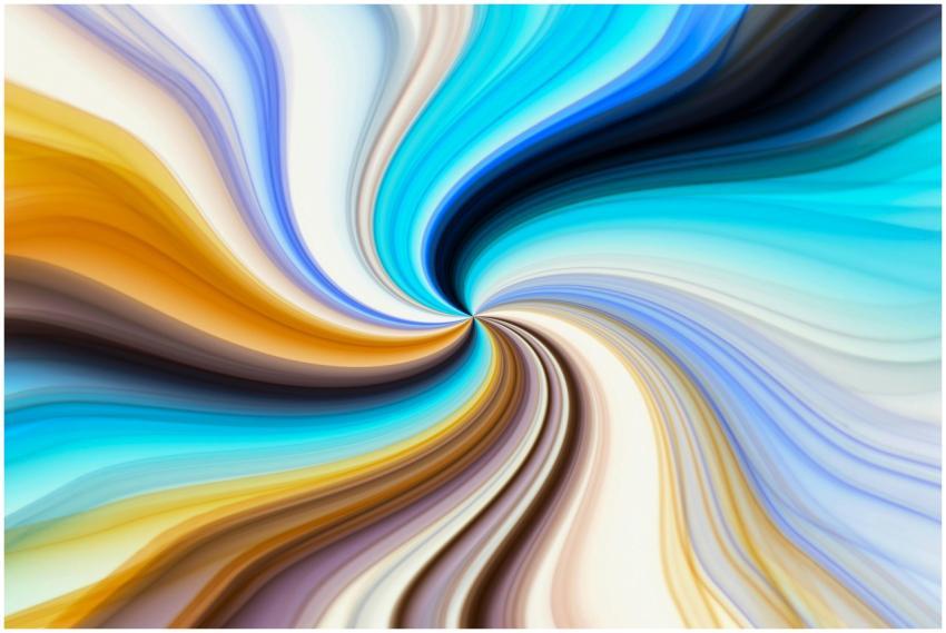 Vibrant abstract swirl with blue, brown, and white