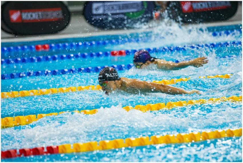 Competitive Swimmers Racing Indoor