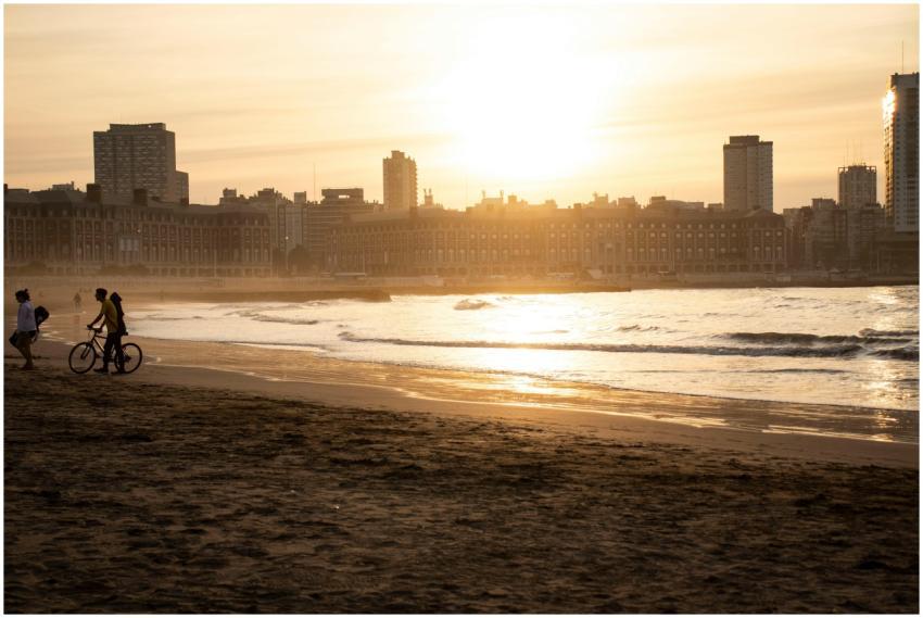 Captivating sunset over Mar del Plata's beach and