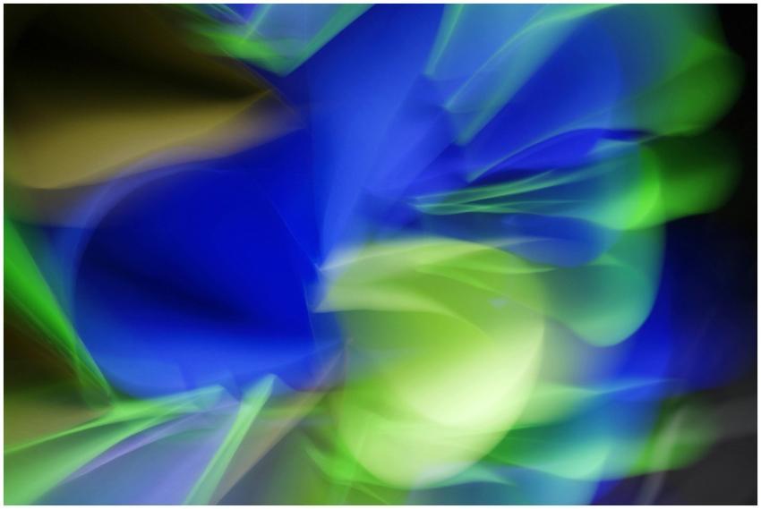 Abstract composition with dynamic blue and green s
