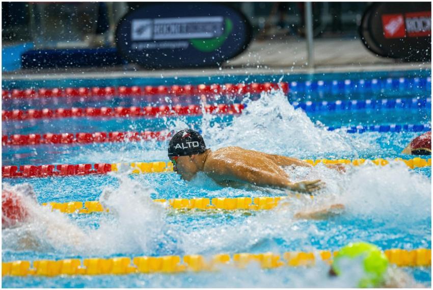 Competitive Swimmers Race Pool
