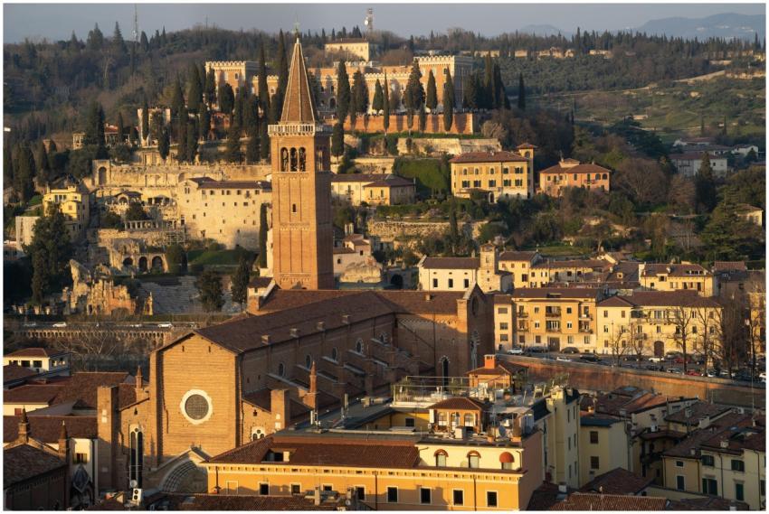 A stunning aerial view of Verona with the Basilica