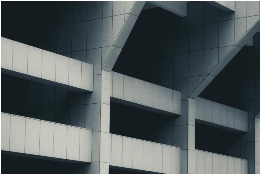 Abstract modern building facade showcasing geometr