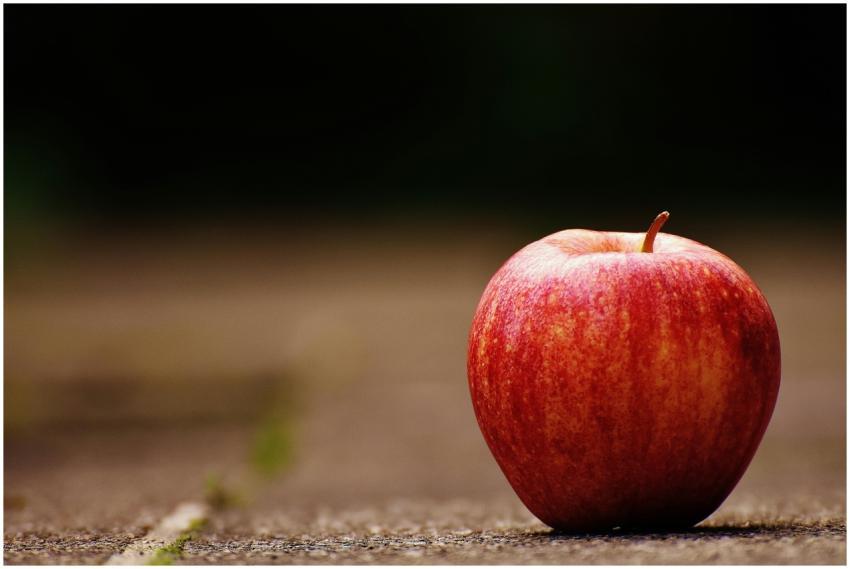 Close-up of a fresh red apple on a rustic backgrou