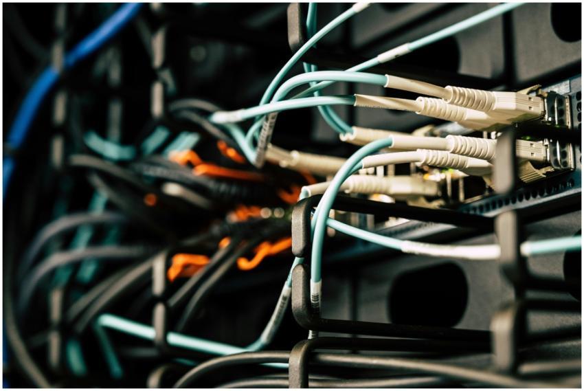 Various tangled wires connected to system near bla