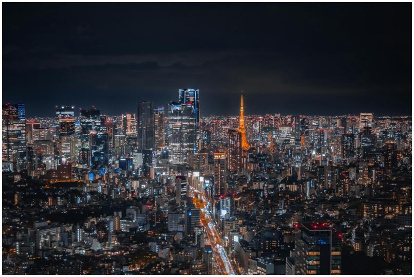 A breathtaking view of Tokyo's skyline at night fe