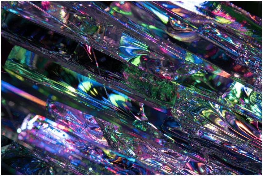 A colorful close-up of crystals showcasing refract