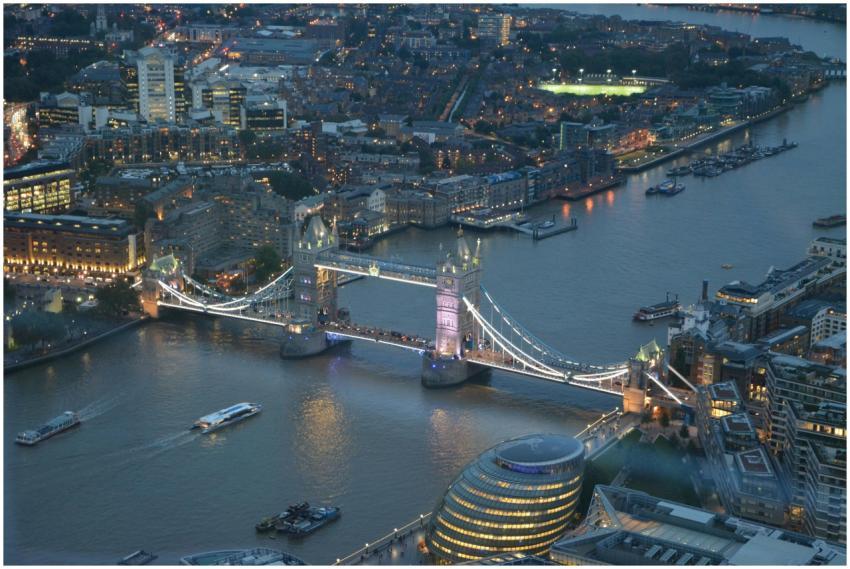 A stunning aerial photograph capturing London's To
