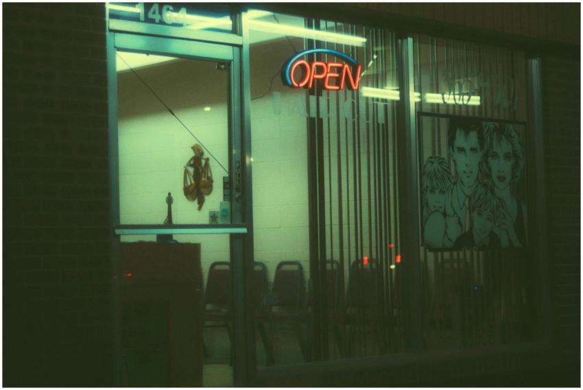 Retro Nighttime Barber Shop