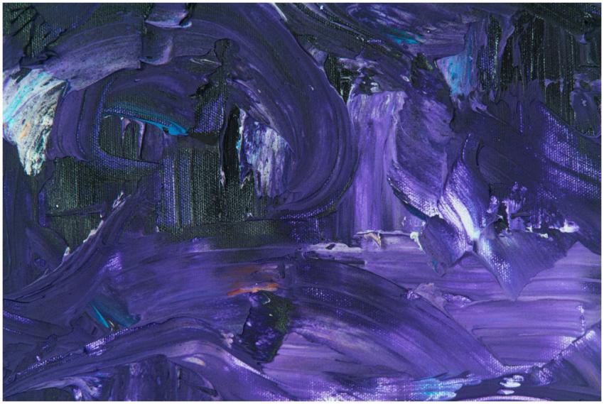 Close-up of a vibrant abstract painting with rich