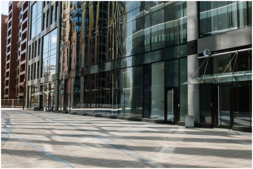 Empty cityscape featuring modern glass architectur