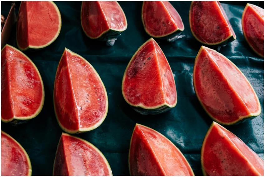 Close-up of vibrant watermelon slices showcasing f