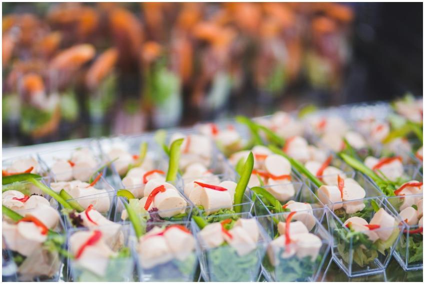 Vibrant assortment of vegetarian appetizers in sma