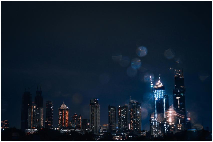 Stunning nighttime view of the Jakarta skyline fea