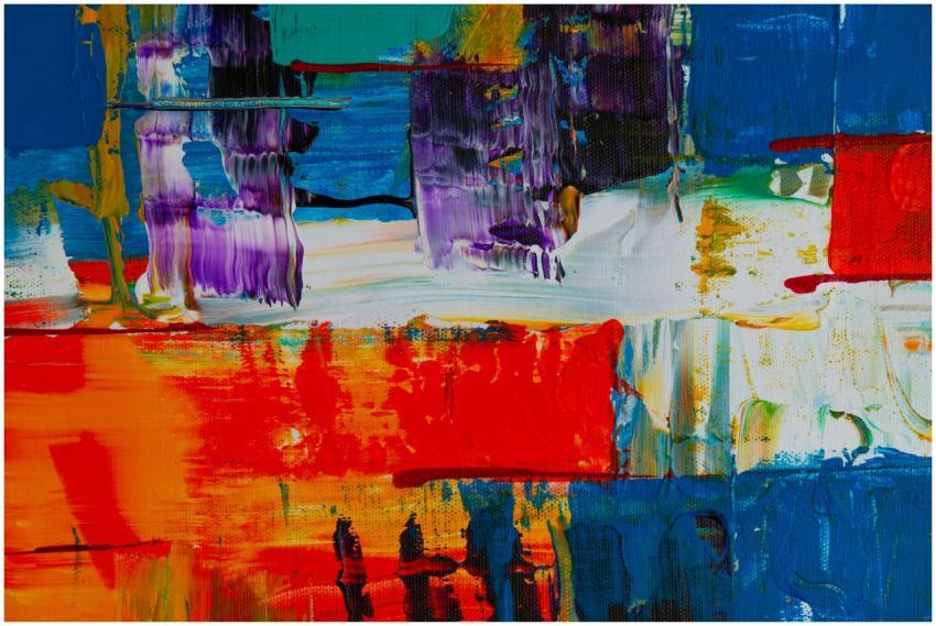 A vivid abstract painting showcasing bold brushstr