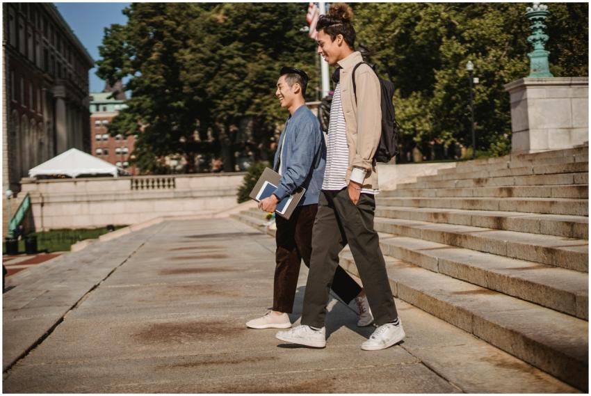 Side view full body of positive diverse students w